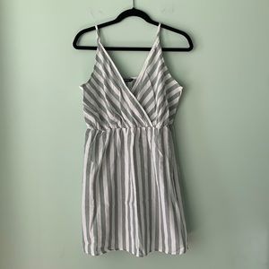 NWOT Green and White sheer stripped spaghetti strap dress